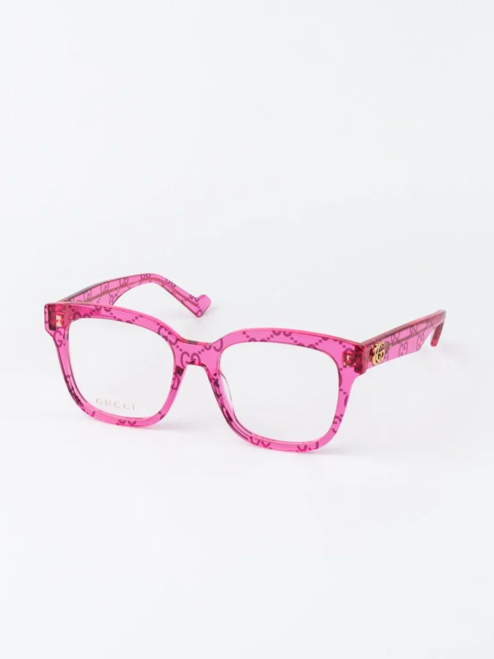 Gucci Women Eyeglasses Transparent Pink Square GG0958O 011 NEW AUTHENTIC